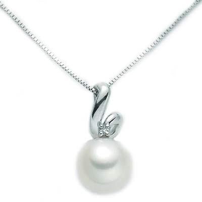 MILUNAMiluna PCL4723X Women's Necklace - 18kt White Gold with Pearl and Diamond PendantJEWELRYEcecile