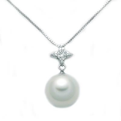 MILUNAMiluna PCL5461 Women's Necklace - 18K White Gold with Pearl and Diamond PendantJEWELRYEcecile