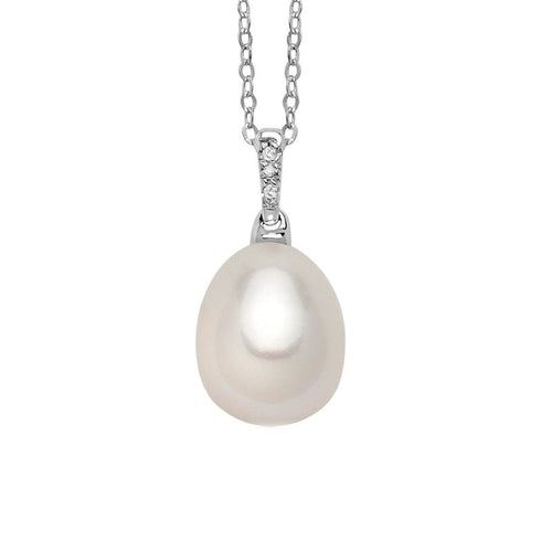 MILUNAMiluna PCL5793 Women's Necklace - 18K White Gold with White Pearl and Diamond DetailsJEWELRYEcecile