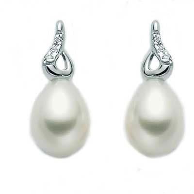 MILUNAMiluna PER2003X Women's Earrings - 18kt White Gold with Pearl and DiamondJEWELRYEcecile