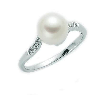 MILUNAMiluna PLI1476X Women's Ring - 9kt White Gold with Pearl and DiamondsJEWELRYEcecile