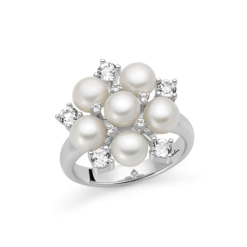 MILUNAMiluna PLI1717 Women's Silver Ring with Oriente Pearls and White TopazJEWELRYEcecile