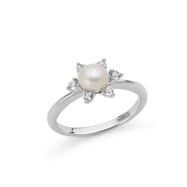 MILUNAMiluna PLI1721 Women's Pearl Ring – 925 Sterling Silver, 6–6.5mm Oriente Pearl, Six Natural White Topaz AccentsJEWELRYEcecile