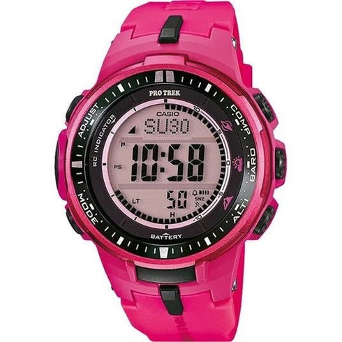CASIO PRO TREKCasio Pro Trek PRW - 3000 - 4BER Solar Watch - Pink Resin Strap, Triple SensorWATCHESEcecile