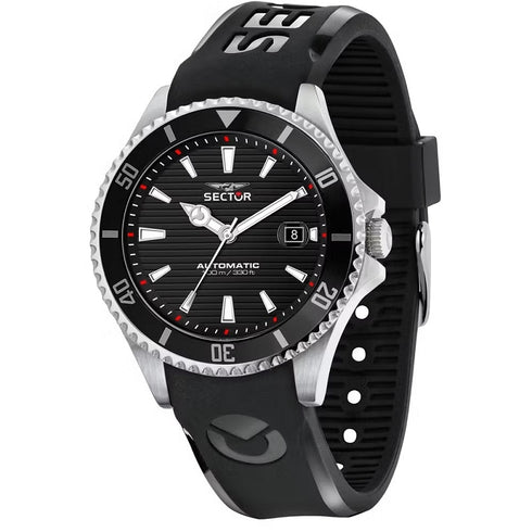 SECTORSector 230 Automatic Men's Watch R3221161002 - Stainless Steel Case, Black Silicone StrapWATCHESEcecile