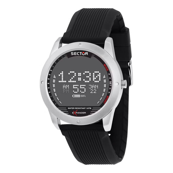 SECTORSector EX - 43 R3251239003 Men's Digital Watch - 39mm Black Dial, Black Silicone StrapWATCHESEcecile