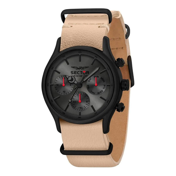 SECTORSector 660 R3251517006 Men's Multifunction Watch - 43mm Gunmetal Dial, Beige Leather StrapWATCHESEcecile