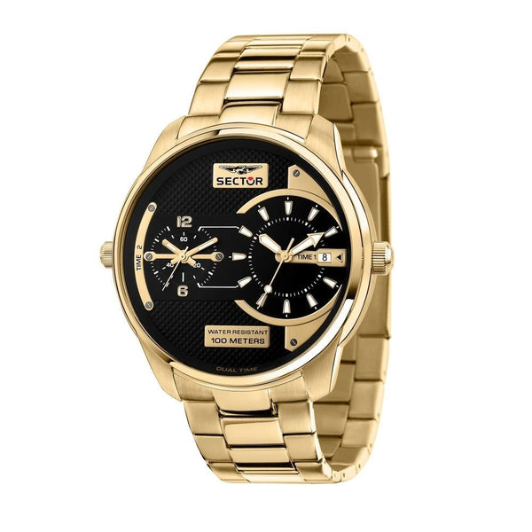 SECTORSector R3253102026 Oversize Dual Time – Gold Steel, 48mm, 10 ATMWATCHESEcecile