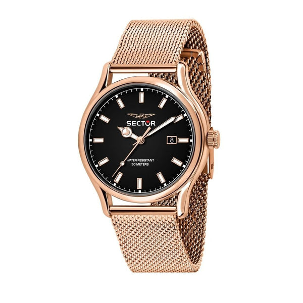 SECTORSector 660 R3253517020 Men's Quartz Watch - 43mm Rose Gold - Tone Case, Black Dial, Rose Gold - Tone Mesh BraceletWATCHESEcecile