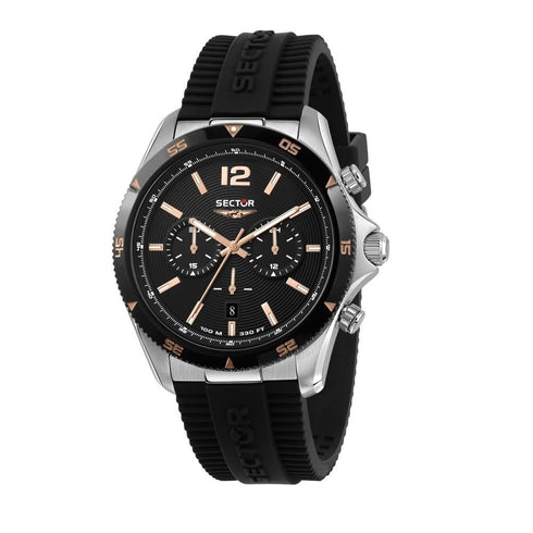 SECTORSector 650 Chronograph R3271631002 – 43mm Black Dial, Rubber StrapWATCHESEcecile