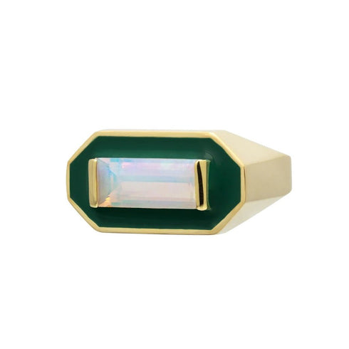 ALIITAAliita RIDCBS10G6YG09K Deco Maxi Baguette Ring – 9kt Yellow Gold, Opal, HandmadeBIJOUXEcecile