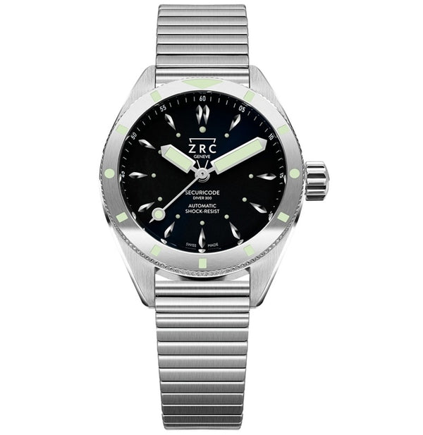 ZRC 1904 GENEVEZRC Securicode Diver 300 SC39163 - 39mm Stainless Steel, Black Guilloché DialWATCHESEcecile