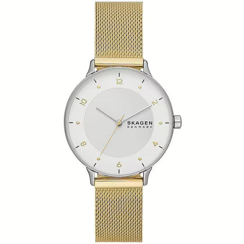SKAGEN DENMARKSkagen Riis SKW3092 Women's Watch – 36mm Gold Mesh, White Dial, Minimalist DesignWATCHESEcecile