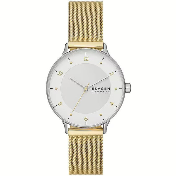 SKAGEN DENMARKSkagen Riis SKW3092 Women's Watch – 36mm Gold Mesh, White Dial, Minimalist DesignWATCHESEcecile