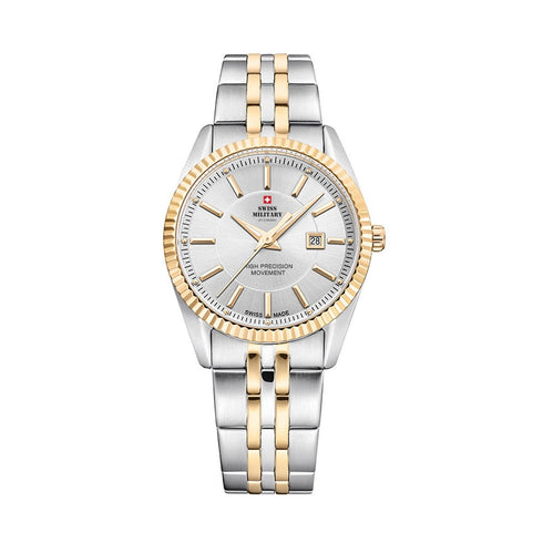 SWISS MILITARYSwiss Military SM34066 - 05 Women's Analog Quartz Watch - Two - Tone Stainless Steel with Silver DialWATCHESEcecile