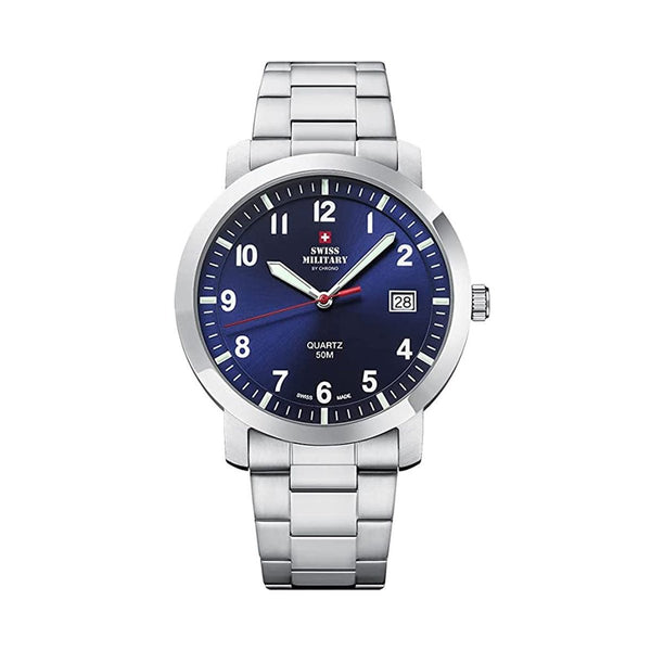 SWISS MILITARYSwiss Military SM34083.09 Men's Analog Quartz Watch - Stainless Steel with Blue DialWATCHESEcecile