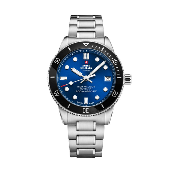 SWISS MILITARYSwiss Military SM34089.02 Women's Dive Watch - Stainless Steel with Blue Dial, 200M Water ResistanceWATCHESEcecile