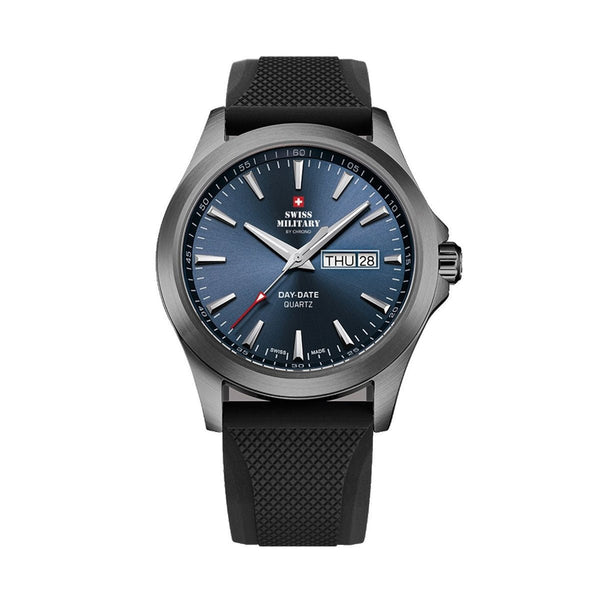 SWISS MILITARYSwiss Military by Chrono SMP36040.18 Men's Watch - Blue Dial, Black Silicone StrapWATCHESEcecile