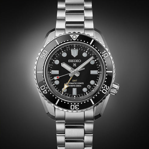 SEIKOSeiko Prospex SPB383J1 Men's Automatic GMT Diver's Watch - 1968 Re - interpretation, Black Dial, Stainless Steel BraceletWATCHESEcecile