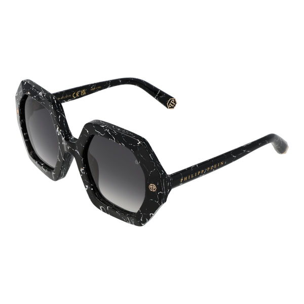 PHILIPP PLEINPhilipp Plein SPP039M 530869 Women's Geometric Sunglasses - Marbled Black Frame, Smoke Gradient LensesEYEWEAREcecile