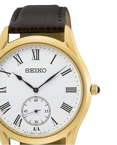 SEIKOSeiko SRK050P1 Men's Classic Quartz Watch, White Dial, Brown Leather StrapWATCHESEcecile