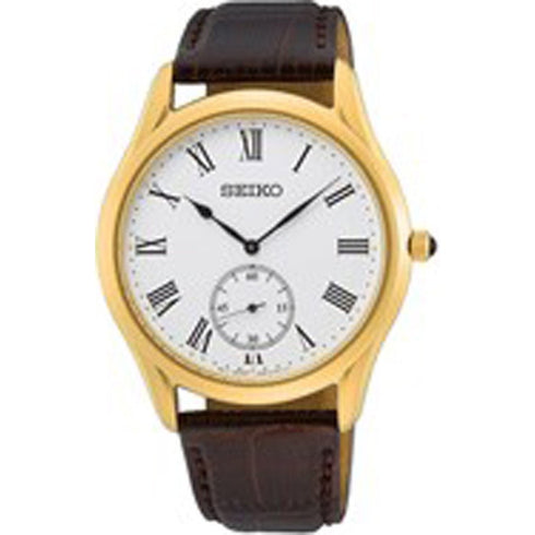 SEIKOSeiko SRK050P1 Men's Classic Quartz Watch, White Dial, Brown Leather StrapWATCHESEcecile