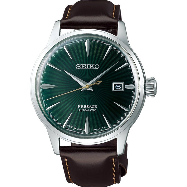 SEIKOSeiko Presage SRPD37J1 Men's Automatic Watch - Green Dial, Brown Leather StrapWATCHESEcecile