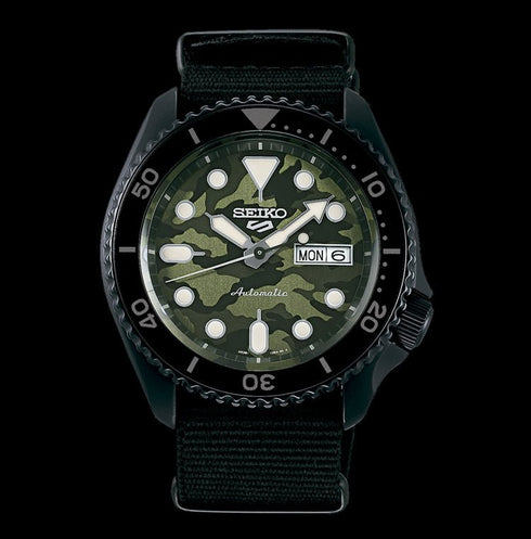 SEIKOSeiko 5 Sports SRPJ37K1 Men's Automatic Watch, Camouflage Dial, Black Nylon StrapWATCHESEcecile