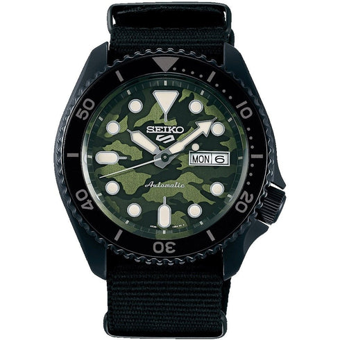 SEIKOSeiko 5 Sports SRPJ37K1 Men's Automatic Watch, Camouflage Dial, Black Nylon StrapWATCHESEcecile