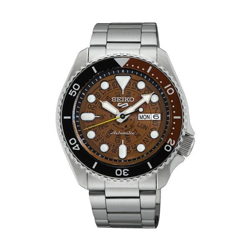 SEIKOSeiko 5 Sports SRPJ47K1 Men's Automatic Watch, Translucent Orange Dial, Stainless Steel BraceletWATCHESEcecile