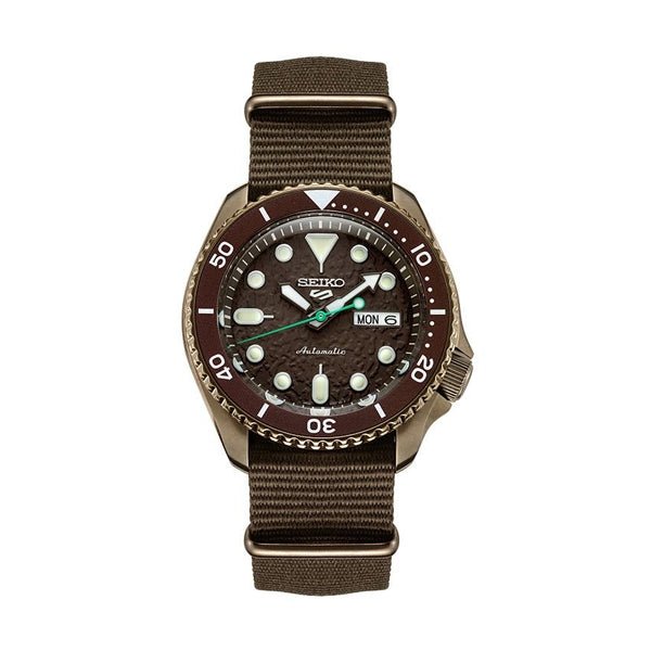 SEIKOSeiko 5 Sports SRPJ85K1 Automatic Men's Watch - Black Dial, Green Nylon StrapWATCHESEcecile