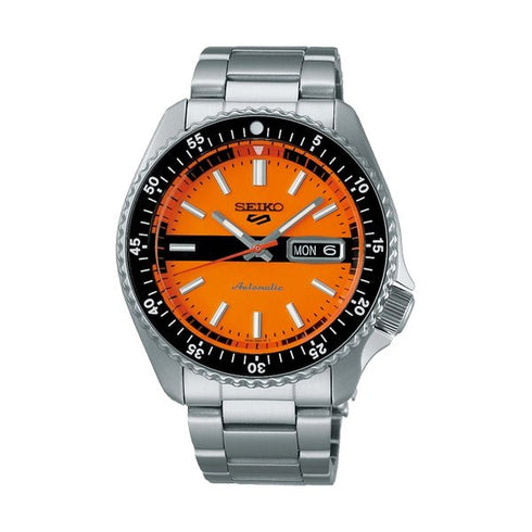 SEIKOSeiko 5 Sports SRPK11K1 Men's Automatic Watch, Orange Dial, Stainless Steel BraceletWATCHESEcecile