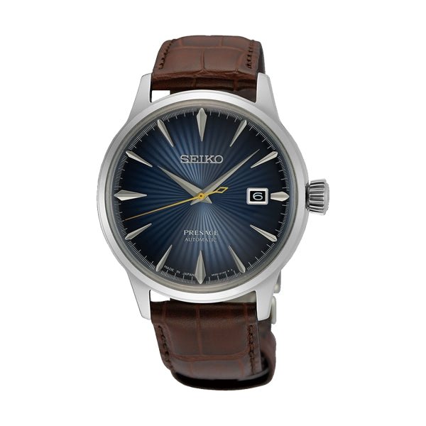 SEIKOSeiko Presage SRPK15J1 Men's Automatic Watch - Blue Dial, Brown Leather StrapWATCHESEcecile