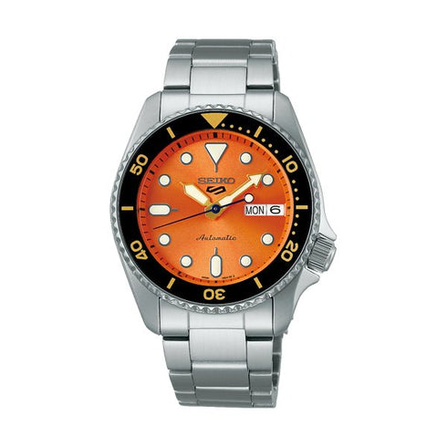 SEIKOSeiko 5 Sports SRPK35K1 Men's Automatic Watch - 38mm Stainless Steel, Orange DialWATCHESEcecile