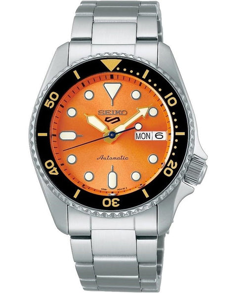 SEIKOSeiko 5 Sports SRPK35K1 Men's Automatic Watch - 38mm Stainless Steel, Orange DialWATCHESEcecile