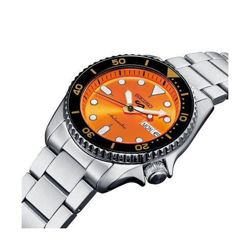 SEIKOSeiko 5 Sports SRPK35K1 Men's Automatic Watch - 38mm Stainless Steel, Orange DialWATCHESEcecile
