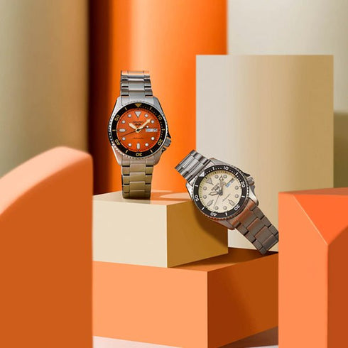 SEIKOSeiko 5 Sports SRPK35K1 Men's Automatic Watch - 38mm Stainless Steel, Orange DialWATCHESEcecile