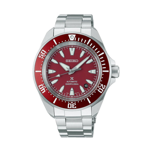 SEIKOSeiko Prospex SRPL11K1 'Samurai' Automatic Men's Dive Watch - Red Dial, Stainless Steel BraceletWATCHESEcecile