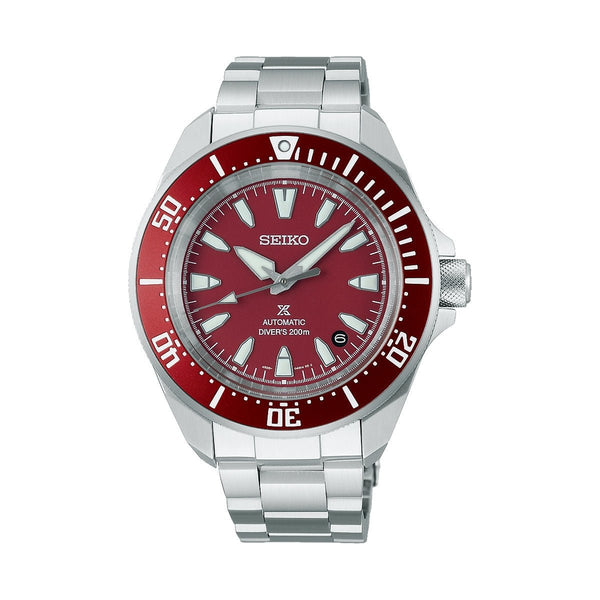 SEIKOSeiko Prospex SRPL11K1 'Samurai' Automatic Men's Dive Watch - Red Dial, Stainless Steel BraceletWATCHESEcecile