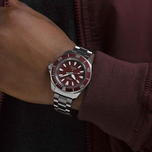 SEIKOSeiko Prospex SRPL11K1 'Samurai' Automatic Men's Dive Watch - Red Dial, Stainless Steel BraceletWATCHESEcecile