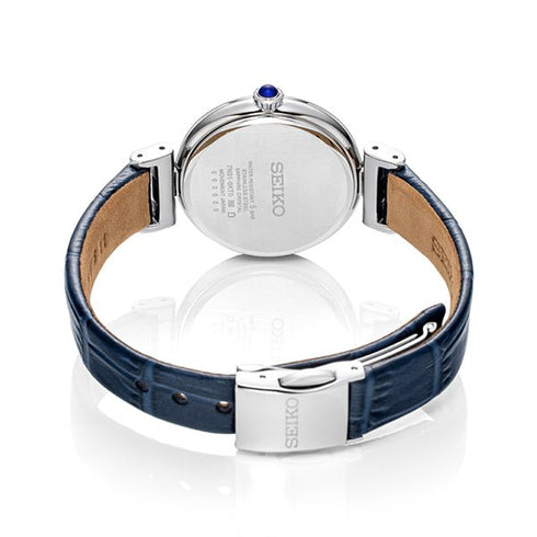 SEIKOSeiko SRZ545P1 Women's Quartz Watch, White Dial, Blue Leather StrapWATCHESEcecile