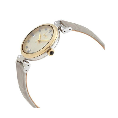 SEIKOSeiko SRZ546P1 Women's Quartz Watch, Champagne Dial, Beige Leather StrapWATCHESEcecile