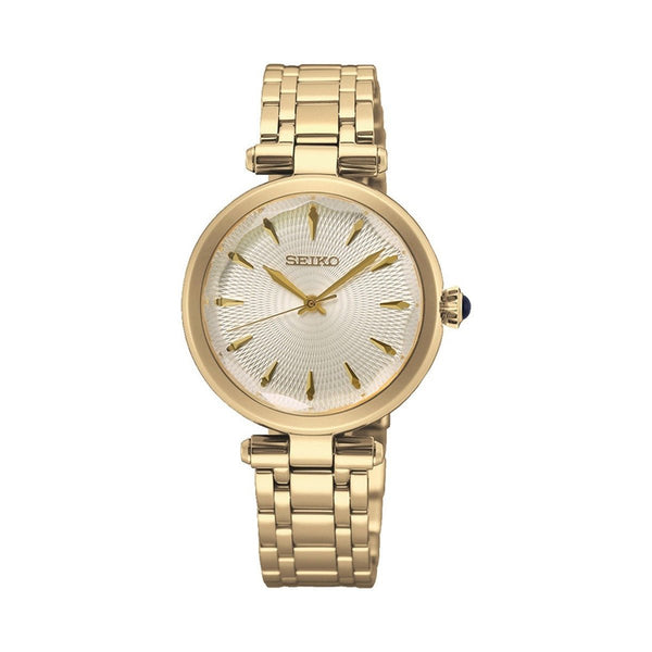 SEIKOSeiko SRZ554P1 Women's Quartz Watch - Gold - Tone Case and Bracelet, White DialWATCHESEcecile