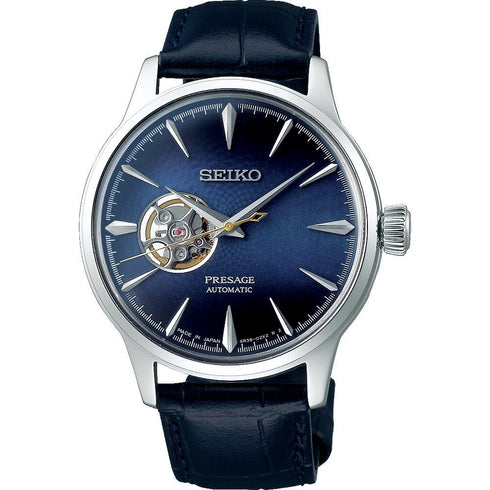 SEIKOSeiko Presage SSA405J1 Men's Automatic Watch - Blue Open Heart Dial, Blue Leather StrapWATCHESEcecile