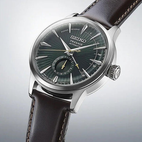 SEIKOSeiko Presage SSA459J1 Men's Automatic Watch - Green Dial, Power Reserve Indicator, Leather StrapWATCHESEcecile