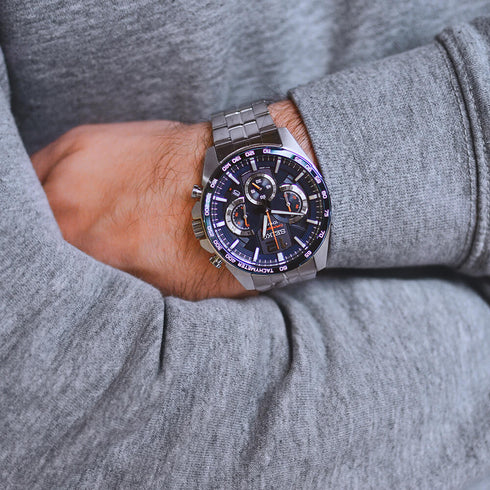 SEIKOSeiko SSB345P1 Men's Chronograph Watch, Blue Dial, Stainless Steel BraceletWATCHESEcecile