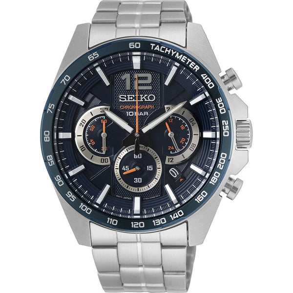 SEIKOSeiko SSB345P1 Men's Chronograph Watch, Blue Dial, Stainless Steel BraceletWATCHESEcecile