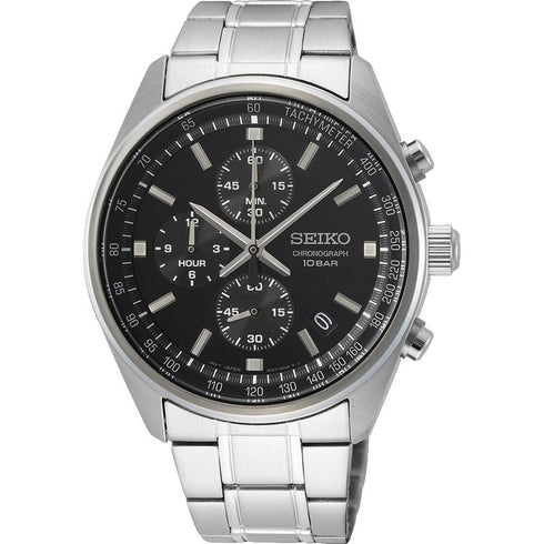 SEIKOSeiko Chronograph SSB379P1 Quartz Men's Watch - Black Dial, Stainless Steel BraceletWATCHESEcecile