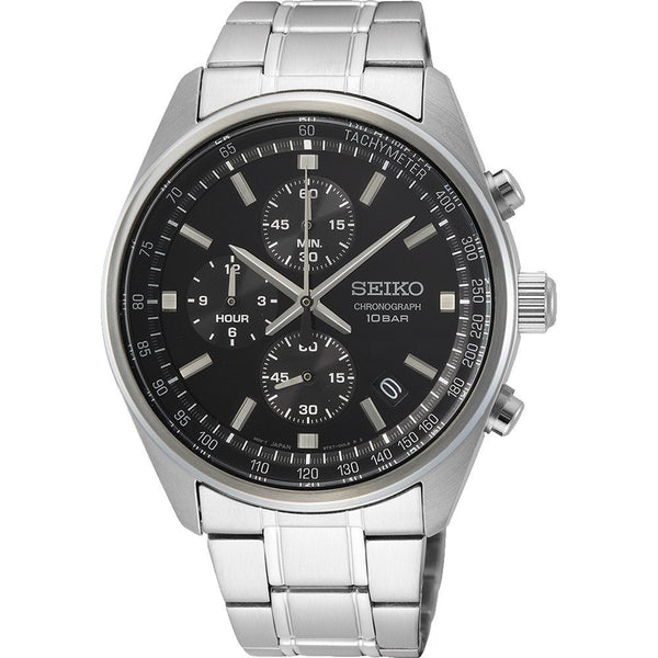 SEIKOSeiko Chronograph SSB379P1 Quartz Men's Watch - Black Dial, Stainless Steel BraceletWATCHESEcecile