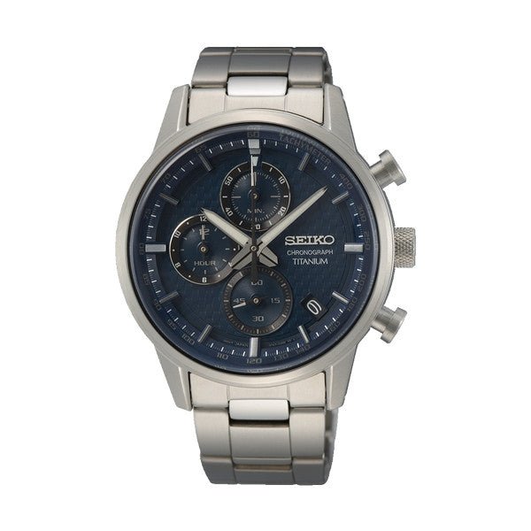 SEIKOSeiko SSB387P1 Men's Titanium Chronograph Watch, Blue Dial, Titanium BraceletWATCHESEcecile